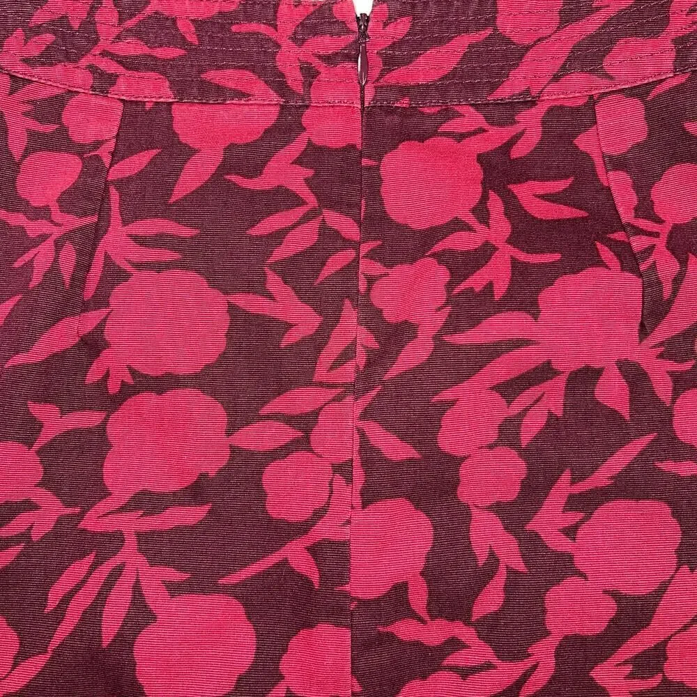 Boden 100% Cotton Twill A-Line Skirt Burgundy Cranberry Floral Size 4